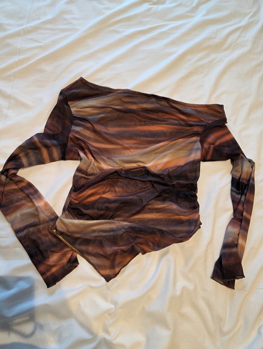 Pretty Garden Women’s Sheer Long Sleeve Mesh Top in Brown Ombre